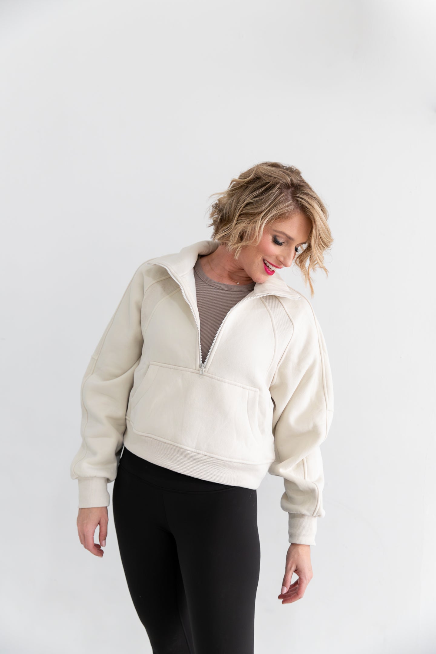 Monogrammed Funnel Neck Half Zip (Lulu Dupe)